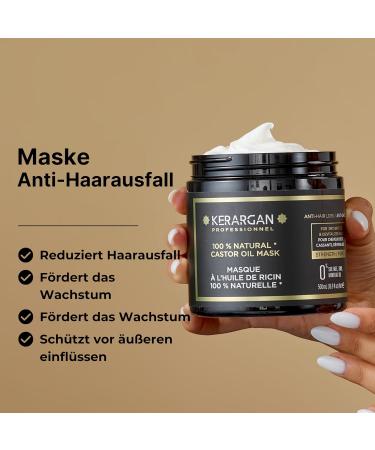 Buy Kerargan Hair Mask for Hair Loss | Castor Oil & Aloe Vera | Sulfate-Free 500ml - Intensive Care for Dry Fragile Hair - Buy Online on SooperMarket.com