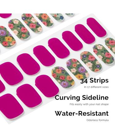 NAILOG Semi Cured Gel Nail Strips 34 pcs Salon-Quality Gel Nail Stickers Long Lasting Nail Wraps for Women with Soft Gel Finish Retro Jungle - Buy Online on SooperMarket.com