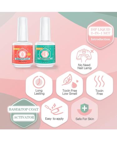 Buy Dip Powder Liquid Set - 2 in 1 Base & Top Coat + Activator for DIY Nail Art & French Manicure - International Shipping Available - Buy Online on SooperMarket.com