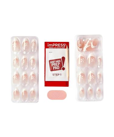 KISS imPRESS No Glue Press-On Nails - Fearless French Almond Shape Light Neutral & White Tip 30 Nails Easy Application - Buy Online on SooperMarket.com