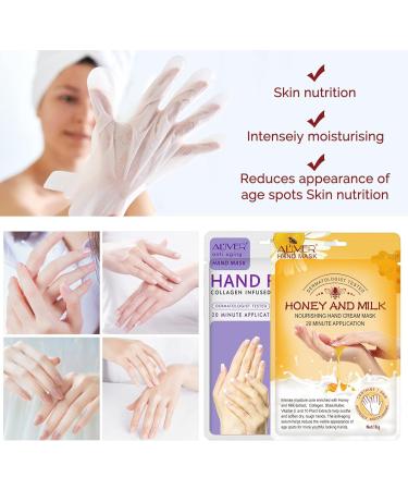 CCKULOOB Hand Mask 4 Pairs Moisturizing Hand Mask Hand Skin Repair Renew Mask that Enriched with Collagen Shea Butter and Vitamin-E to Revive Dry Rough and Cracked Skin (2 Lavender +2 Honey) 4 Packs 2 Pairs Lavender+ 2 Pairs Milk Honey - Buy Online on SooperMarket.com