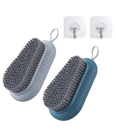 WACURRENTHYD 2PCS Nail Brush for Cleaning Fingernails Heavy Duty Brushes Durable Stiff Bristles Hand Scrub Fingernail Toes Attached Adhesive Hooks (Grey Blue)