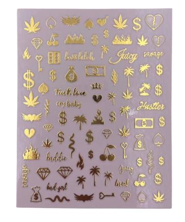 Impeccable 5 Sheets Luxury Nail Art Stickers - 500+ Gold Customized Decals for Fake Nail Designs and Salon Accessories - Buy Online on SooperMarket.com