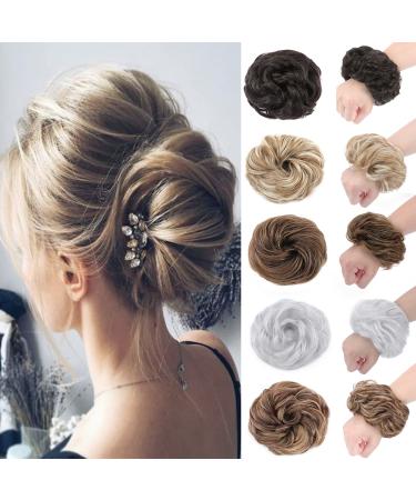 Synthetic Hair Bun Extensions Hairpiece 45g Thick Messy Hair Scrunchies for Women Updo ponytail Extensions - Sandy Blonde Scrunchie 45 g Ash Blond