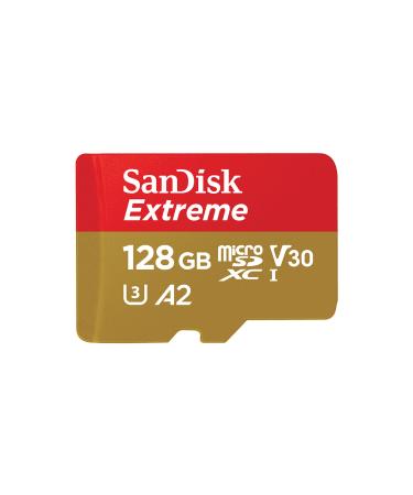 SanDisk 128GB Extreme microSDXC UHS-I Memory Card with Adapter - Up to 190MB/s, C10, U3, V30, 4K, 5K, A2, Micro SD Card - SDSQXAA-128G-GN6MA 128GB Memory Card Only