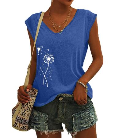 Short Sleeve T Shirts Clothing Woman T-Shirt Casual Black Clothing Top Women's Floral Pattern for Women Crop Tops Shirt Shirts Top Women's Summer Tank Top 3-blue M - Buy Online on SooperMarket.com