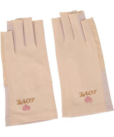Manicure Gloves UV Protection Stretchy Breathable Fingerless Fiber Cotton Nail Lamp Gloves for Home Salon Grey (Light Yellow) - Buy Online on SooperMarket.com
