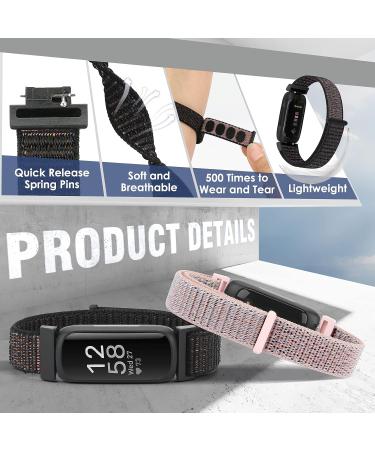 Fitbit Inspire Nylon Sport Loop Bands Set - Dark Black/Navy Green/Iron Grey/Official Black/New Midnight Blue - Soft Breathable Replacement Straps for Women Men Kids - Buy Online on SooperMarket.com