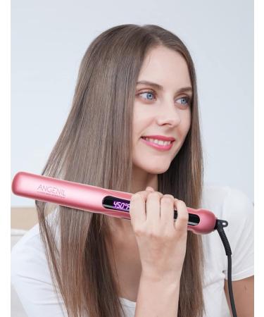 ANGENIL Argan Oil 2-in-1 Hair Straightener & Curler | Professional Portable Flat Iron | 1 Inch Dual Voltage LCD Display | Pink - Buy Online on SooperMarket.com
