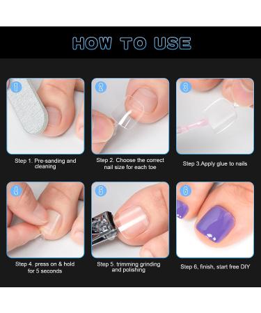 AORAEM 120PCS Soft Gel Full Cover Fake Toe Nail Tips - Clear Press On Toenails for Women, Nail Salons - 12 Sizes Acrylic Gel Nail Extensions - DIY Friendly - Buy Online on SooperMarket.com