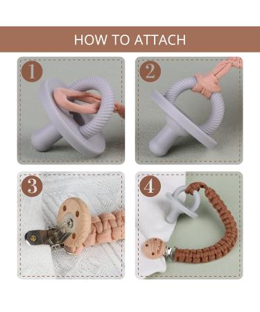 Handmade Braided Cotton Pacifier Clips for Boys & Girls - 11 Inch Holder with Wooden Clips | Fits All Pacifiers & Teething Toys | 3 Pack (PlumGrayPink) - Buy Online on SooperMarket.com