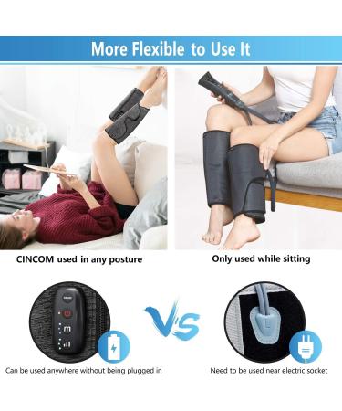 CINCOM Rechargeable Wireless Leg Massager for Circulation - Air Compression Calf Massager for Pain Relief and Muscle Relaxation (1 Pair) - Buy Online on SooperMarket.com