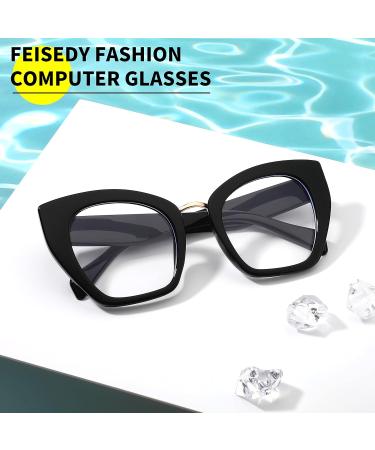 FEISEDY Oversized Blue Light Blocking Glasses for Women - Retro Cateye Computer Glasses B4107 - Black 65cm - Shop Internationally - Buy Online on SooperMarket.com