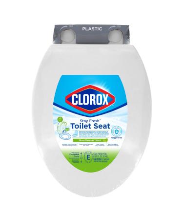 Clorox Antimicrobial Elongated Stay Fresh Scented Plastic Toilet Seat with Easy-Off Hinges  Wiggle-Free Design, Scented Toilet, Fresh Bathroom Scent