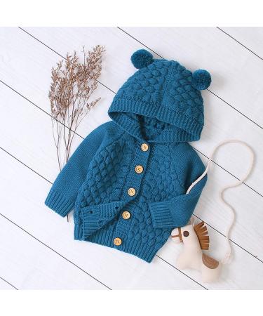 Puseky Baby Knit Sweater with Hooded Ears - 6-12 Months, Denim Blue - Buy Online on SooperMarket.com
