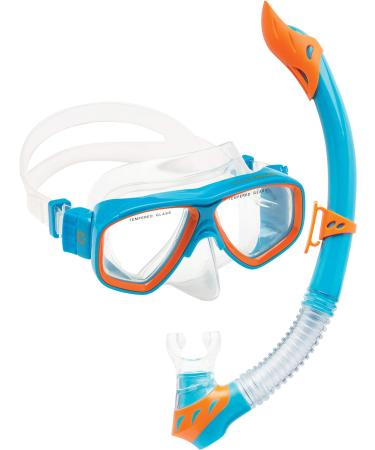 Cressi Kids Snorkeling Kit (Mask & Snorkel) for Children aged from 3 to 8 years old | Rocks Combo: designed in Italy Blue/Orange