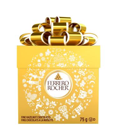 Ferrero Rocher Fine Hazelnut Milk Chocolate Gift Box 6 Individually Wrapped Chocolates 75g Box 6 pieces