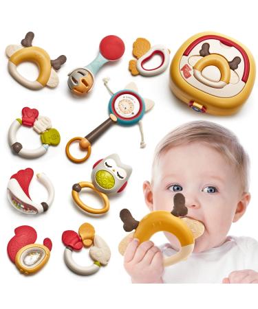 Baby toys 0 3 6 months rattles Beißring set 9 PCs Shaker grab rattle baby toddlers toys for newborn young girls baby gifts beetring set-2