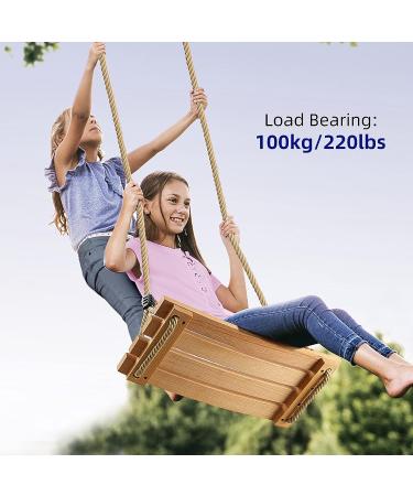 Pellor Beech Wood Tree Swing Seat for Adult Kids - Indoor/Outdoor Hanging Swing Chair in Beige - Buy Online on SooperMarket.com