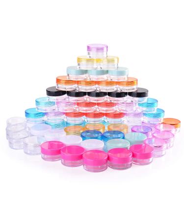 Ulikey 60 pieces plastic jar empty cosmetic container with lid empty jar for cream pattern powder powder street stones nail glitter 5 g 12 colors