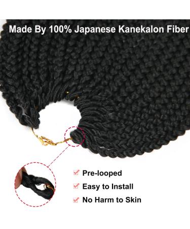 Crochet Box Braids Hair 14 Inch 1B Color - 144 Roots/pack with Curly Ends for Women - Pre Looped 24 Strands/pack Braiding Hair Extensions - Buy Online on SooperMarket.com