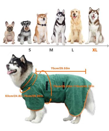 Pejoye XL Green Dog Drying Coat - Fast Absorbent Microfibre Bath Robe Towel for Pets - Buy Online on SooperMarket.com