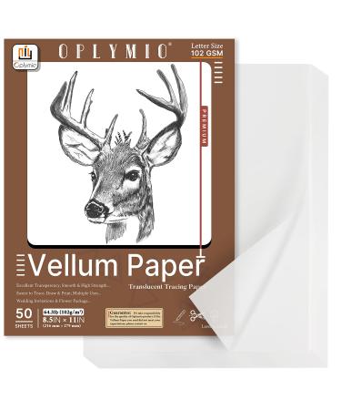 Translucent Vellum Paper  Oplymio 50 Sheets 102GSM Printable Vellum Paper  Transparent Paper for Card Inserts  Invitations  Envelope  Belly Bands  Tracing(8.5 x 11 Inches)
