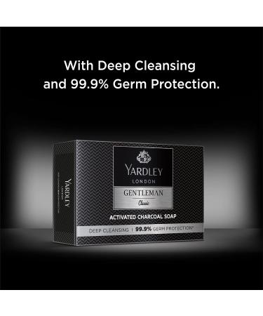 Yardley London Gentleman Classic Activated Charcoal Soap - 99.9% Germ Protection & Deep Cleansing - Pack of 4 (100g Each) - International Shipping Available - Buy Online on SooperMarket.com