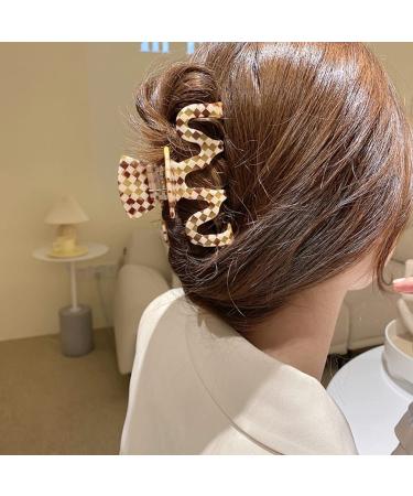 Large Tortoise Shell Claw Clips 3.5 Inch - Checkered French Design Hair Jaw Clamp for Women - 2 Pack - Buy Online on SooperMarket.com