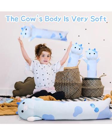 Blueberry Cow Plush Body Pillow - 49cm Stuffed Animal for Kids, Long Soft Plushie Toy, Birthday & Valentines Day Gift - Blue - Buy Online on SooperMarket.com