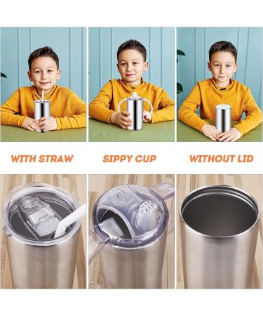 Vermida 12oz Stainless Steel Sippy Cup with Handles - Spill Proof Insulated Tumbler for Toddlers Kids - Double Wall Travel Mug with Straws and Two Lids - Ideal for School and Outdoor Use - Buy Online on SooperMarket.com
