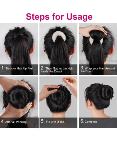 URAQT Hair Donut Bun Maker Set - 4 Pcs Ring Style Shaper with Hair Pins - Blonde Chignon Doughnut Bun - Hair Accessories for Girls, Women - Beige-2 Sizes - Buy Online on SooperMarket.com
