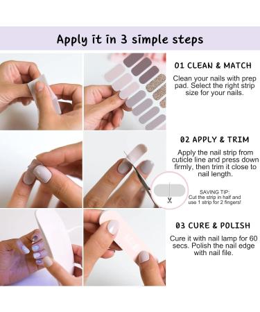 Lilac Gel Nail Strips - 16PCS Self Adhesive Wraps with File & Stick - UV/LED Lamp Required - Buy Online on SooperMarket.com