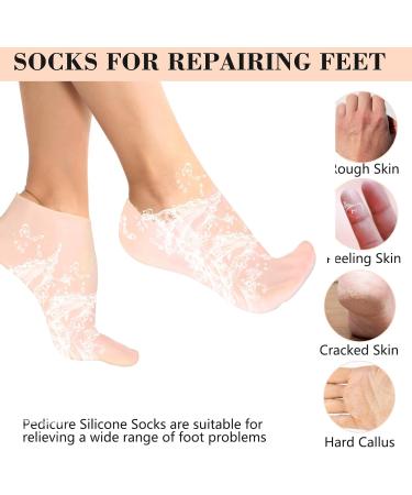 LINXINS 2 Pairs Pedicure Silicone Socks & Gloves Silicone Socks for Cracked Feet Women Foot SPA Pedicure Silicone Socks for Repairing Dry Feet Cracked Heels and Softening Rough Skin - Buy Online on SooperMarket.com
