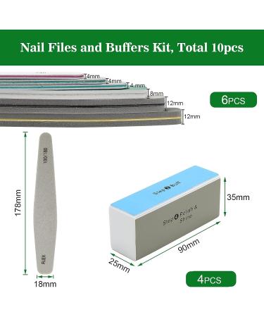 Ahier Professional Nail Files and Buffer Kit - 10 PCS, Rectangular Art Care Buffer Blocks & Double-sided Nail File Blocks for Salon Nail Art - Ten Colors - Buy Online on SooperMarket.com