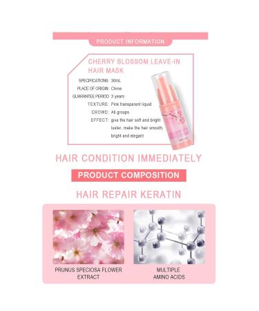 30ML 2 Bottle Hair Mask with Sakura Extract for Dry & Split Ends Repair and Moisturizing - Buy Online on SooperMarket.com