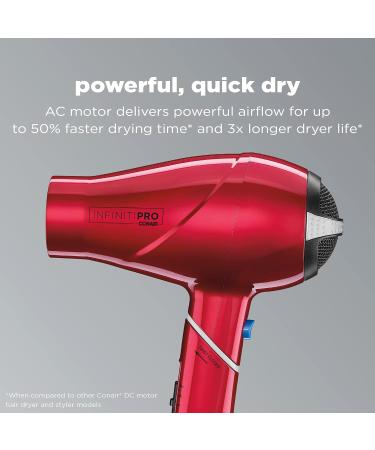 INFINITIPRO BY CONAIR Travel Hair Dryer 1875W Compact Foldable & Perfect for International Travel | Red 2 Piece Set - Buy Online on SooperMarket.com