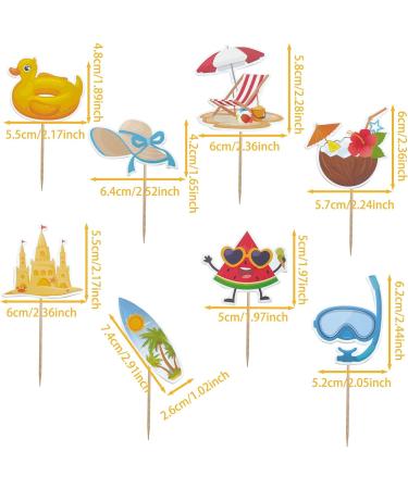 Mulukaya 24Pcs Summer Beach Themed Cupcake Toppers Sun Hat Surfboard Watermelon Goggles Treat Cake Picks for Pool Beach Hawaii Surfing Birthday Wedding Travel Vacation Party Decorations - Buy Online on SooperMarket.com