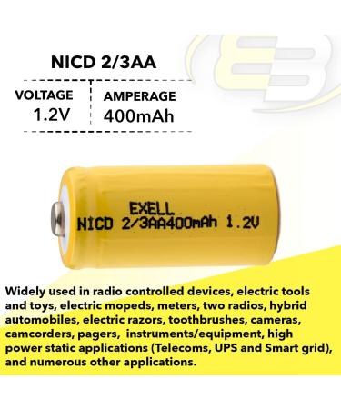 Buy 1.2V NiCD Rechargeable 2/3 AA 400mAh Button-Top Battery - Perfect for Dust Busters Data Loggers RC Devices & Tools | International Shipping Available - Buy Online on SooperMarket.com