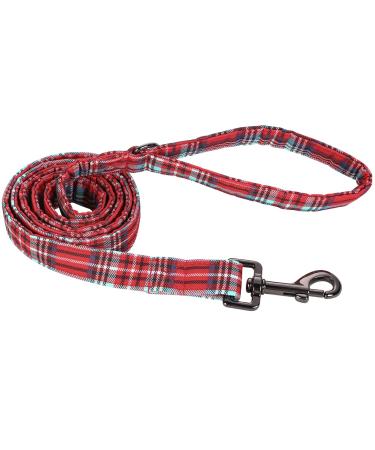 Aring pet dog leash Christmas dog leash suitable dog collar handmade red checkered for small medium-sized and large dogs small (pack of 1) red