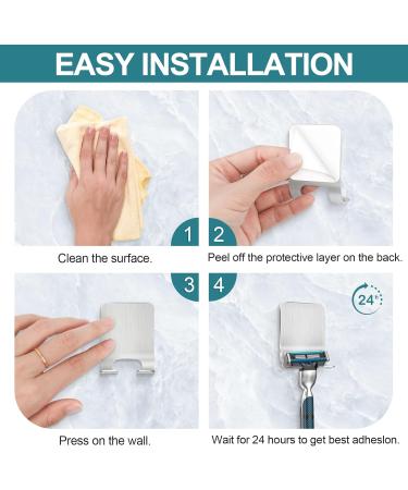 Razor Bracket Shower Set - 3 Pieces Silver Self-Adhesive Stainless Steel Razor Holders for Bathroom & Kitchen - No Drilling Required - Buy Online on SooperMarket.com