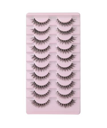 Wiwoseo 15MM Cat Eye False Eyelashes - Natural Wispy Russian Strip Lashes, 10 Pairs for Small Eyes - Buy Online on SooperMarket.com
