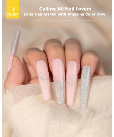 BURANO Gel Nail Polish Liner - Silver & Gold Nail Art - 8ml with Thin Brush - Glitter Curing Required - Buy Online on SooperMarket.com