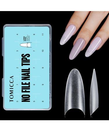 TOMICCA Long Oval French Edge Nail Tips 510pcs Half Cover False Nail Tips Clear Matte False Nails Acrylic Nail Tips Artificial Nails Tips for Acrylic Extensions Salon Nails 15 Sizes 510pcs-Long Oval
