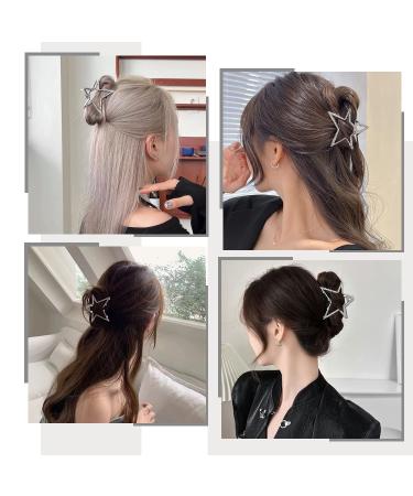 Silver Star Metal Hair Claw Clip - Stylish Hair Barrette for Women and Girls - Buy Online on SooperMarket.com