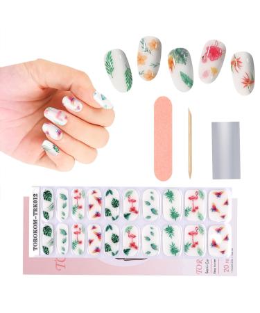 EBANKU Semi Cured Gel Nail Strips Blue Gel Nail Strips Long Lasting Waterproof Real Nail Polish Strips Wraps Stickers with Cuticle Stick Nail File Nail Wipes & Sealing(UV/LED Lamp Required) Pink Butterfly