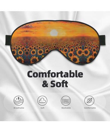 SSIMOO Sunflower Field Sunset Eye Mask - Soft Breathable Sleep Patch for Women | Perfect for Travel & Relaxation - Buy Online on SooperMarket.com