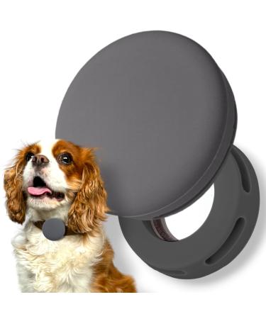 moosh Silicone Airtag Holder for Dogs and Cats | Perfect for Pet Trackers | Safe & Stylish Gray