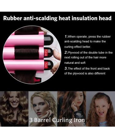 3 Barrel Curling Iron with LCD Temperature Display - 1 Inch Ceramic Hair Crimper for Deep Waves and All Styles - Buy Online on SooperMarket.com