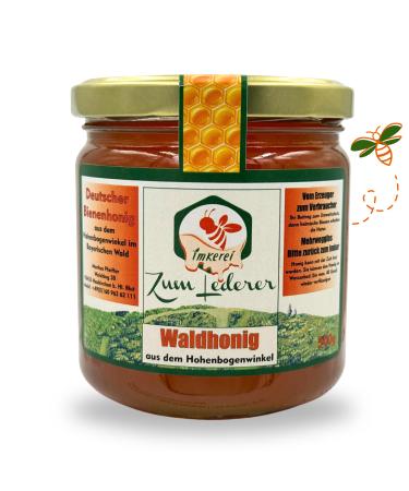German forest honey - honey sweet spread from the family beekeeping Zum Lederer - 500 g liquid honey from honey from the Bavarian Forest - honey without additives directly from the beekeeper forest honey 500 g (1 Pack)